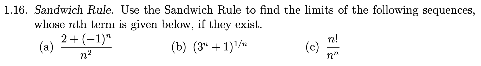 Solved 1 16 Sandwich Rule Use The Sandwich Rule To Find Chegg Com