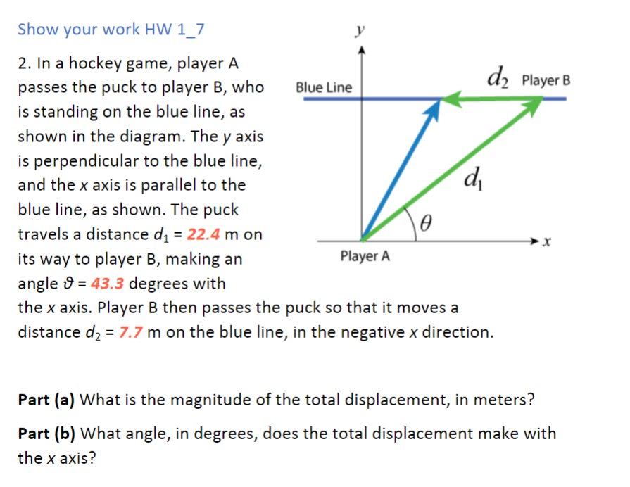 Solved 2. In A Hockey Game, Player A Passes The Puck To | Chegg.com