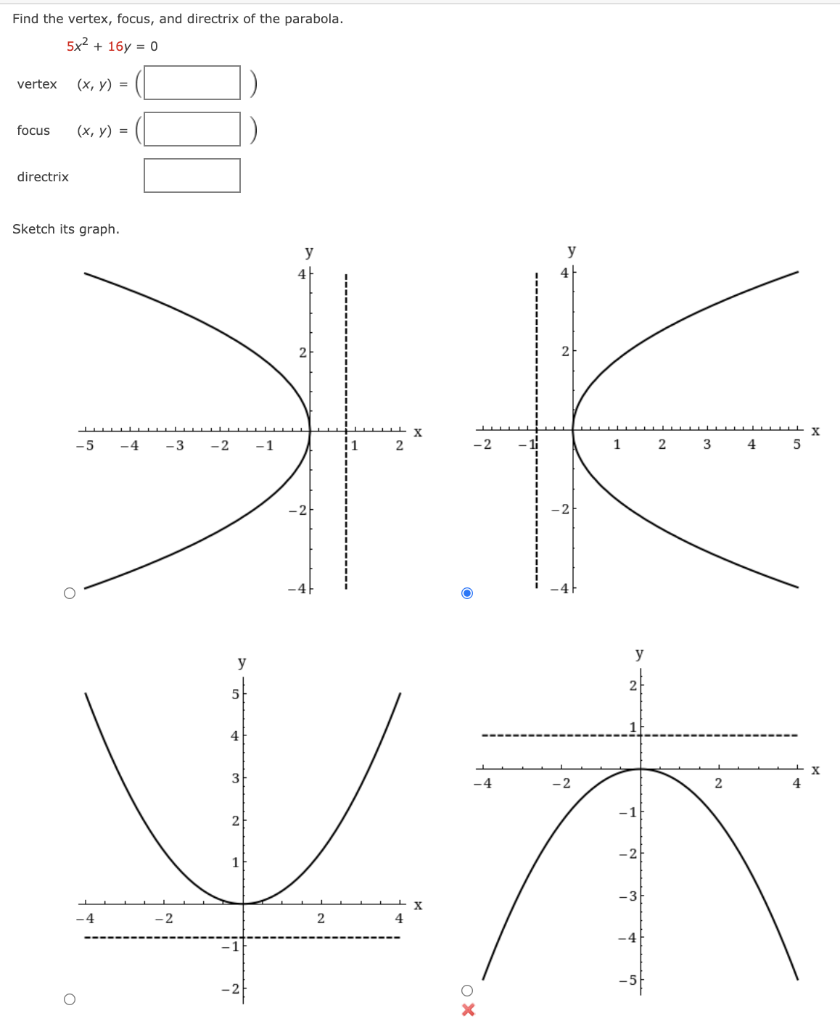 Solved Find The Vertex Focus And Directrix Of The Chegg Com