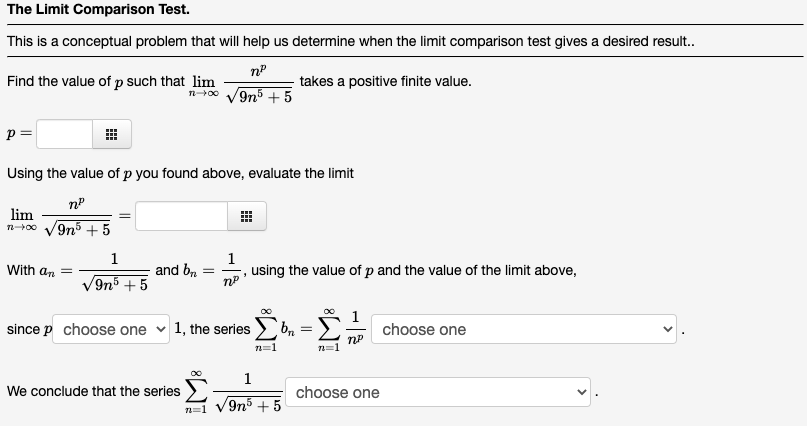 Solved The Limit Comparison Test. This is a conceptual | Chegg.com