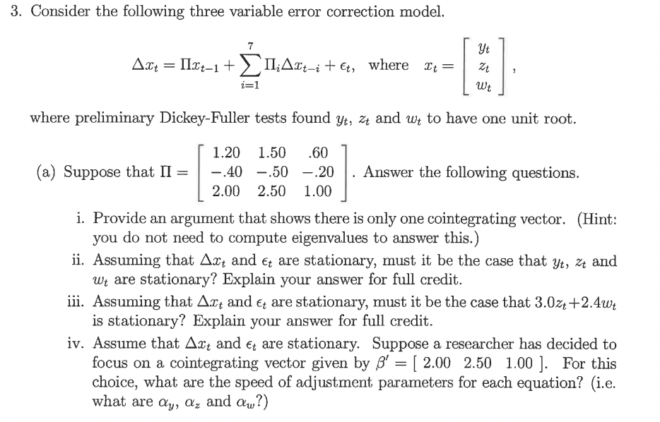 Consider the following three variable error | Chegg.com
