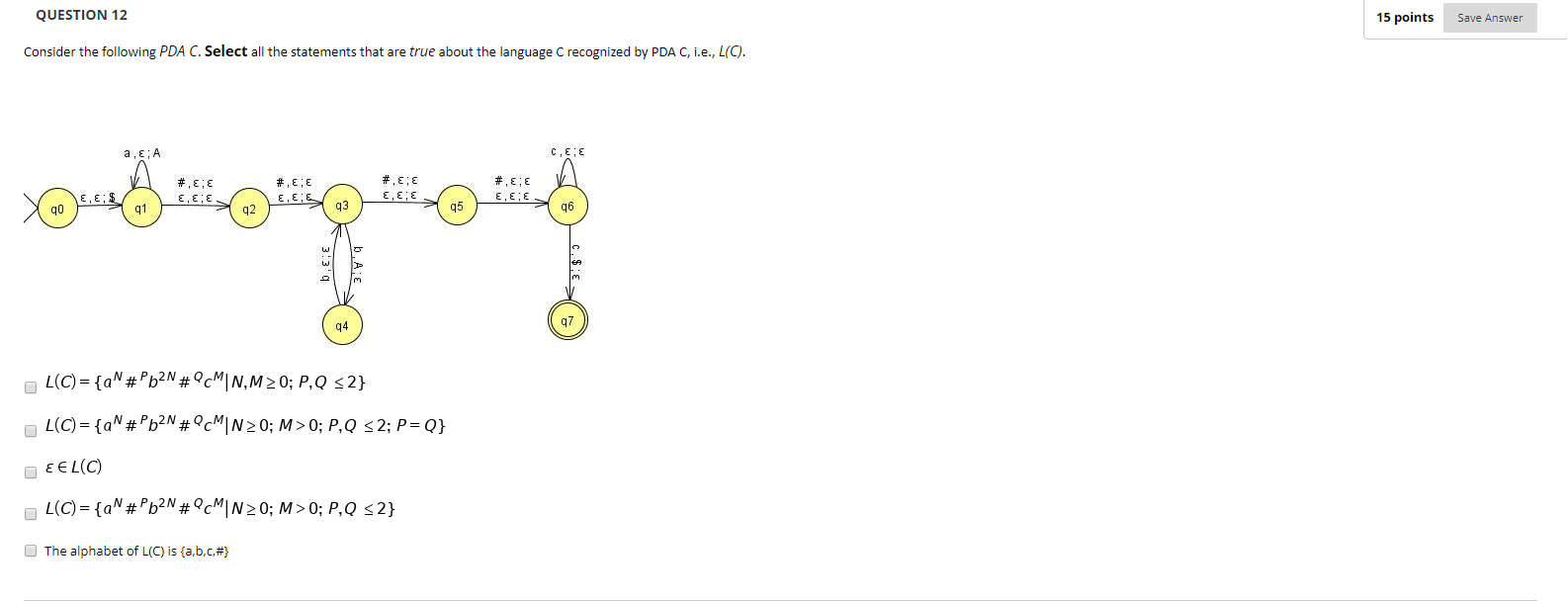 Solved QUESTION 12 15 points Save Answer Consider the | Chegg.com