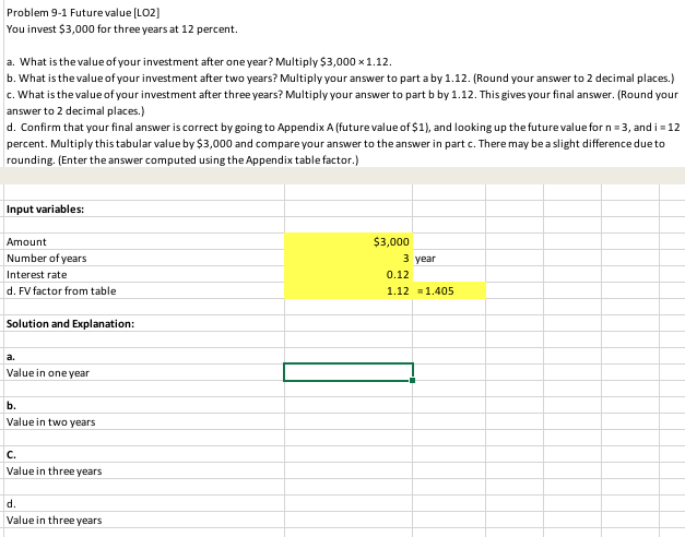 Solved Problem 9-1 Future value [LO2] You invest $3,000 for | Chegg.com