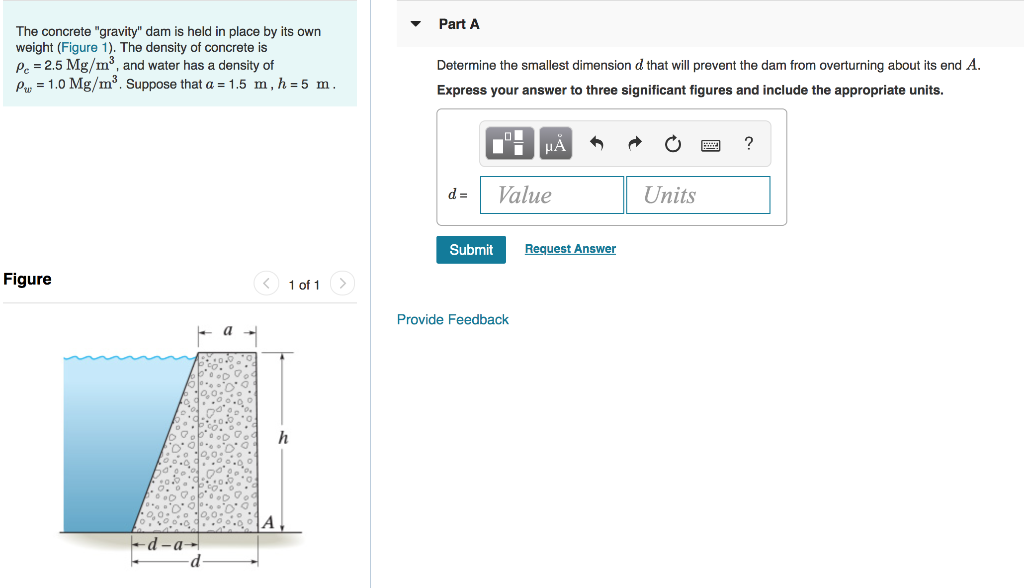 Solved The concrete "gravity" dam is held in place by its