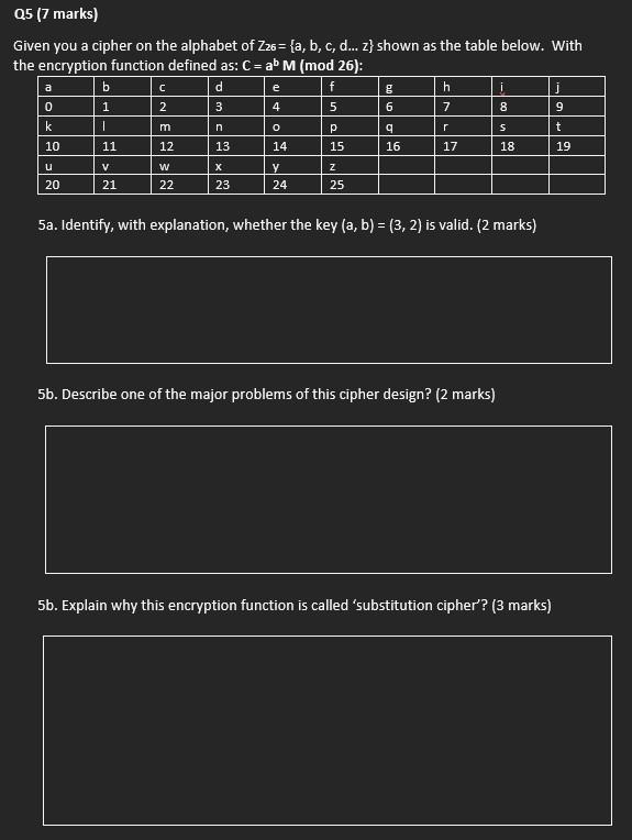 Solved Given you a cipher on the alphabet of Z26={a,b,c,d…z} | Chegg.com
