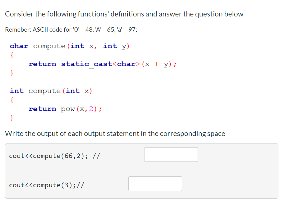 Solved Consider the following functions' definitions and | Chegg.com