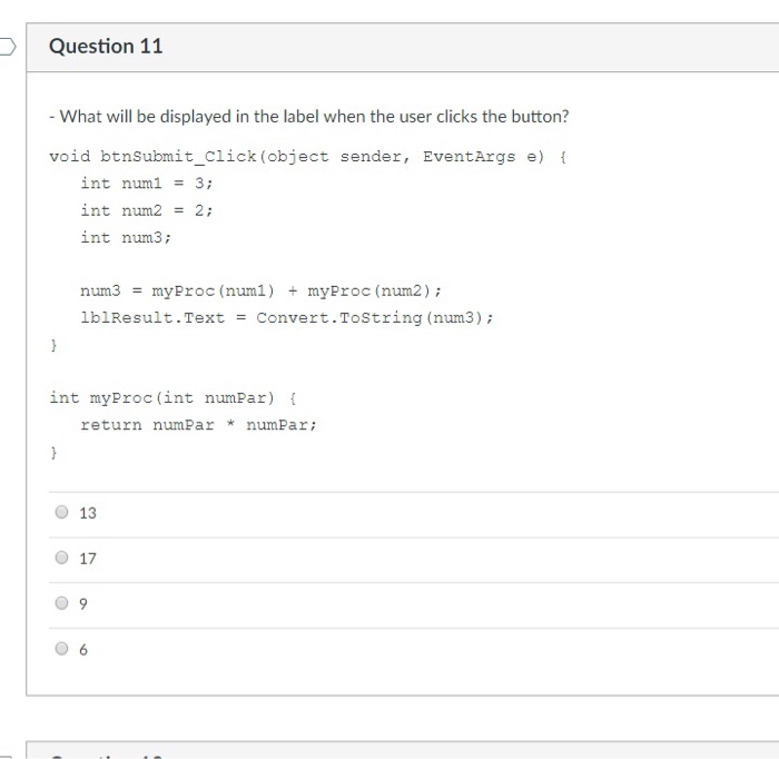 Question 1 What does the label display when the user | Chegg.com
