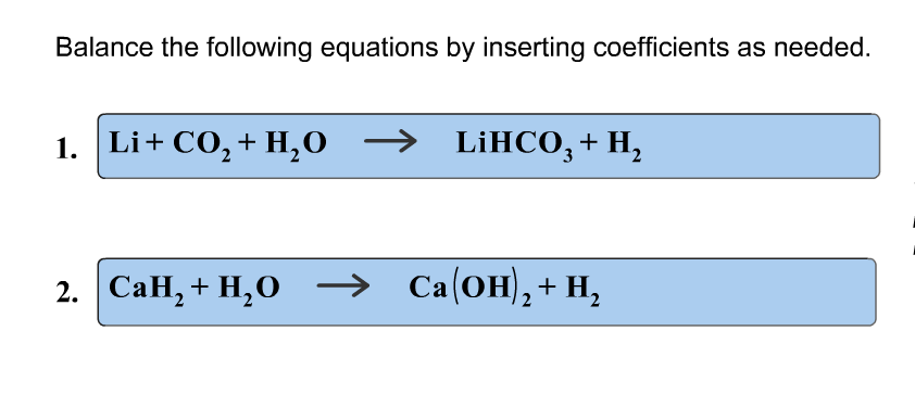 Solved: Balance The Following Equations By Inserting Coeff... | Chegg.com Balance The Equations By Inserting Coefficients As Needed.