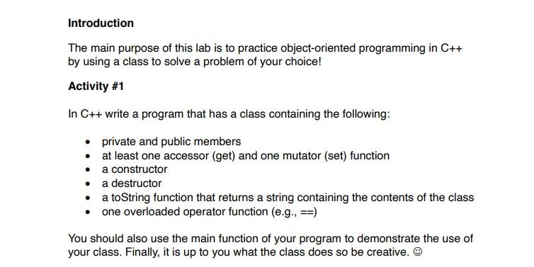 Solved Just a request, make a class something other than a | Chegg.com