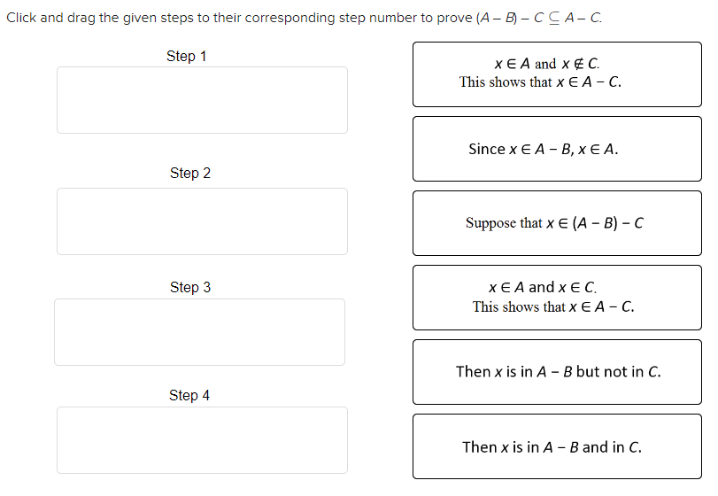 Solved Click and drag the given steps to their corresponding | Chegg.com