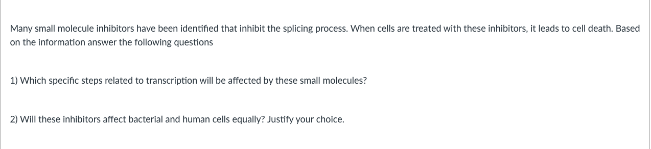 Solved Many small molecule inhibitors have been identified | Chegg.com