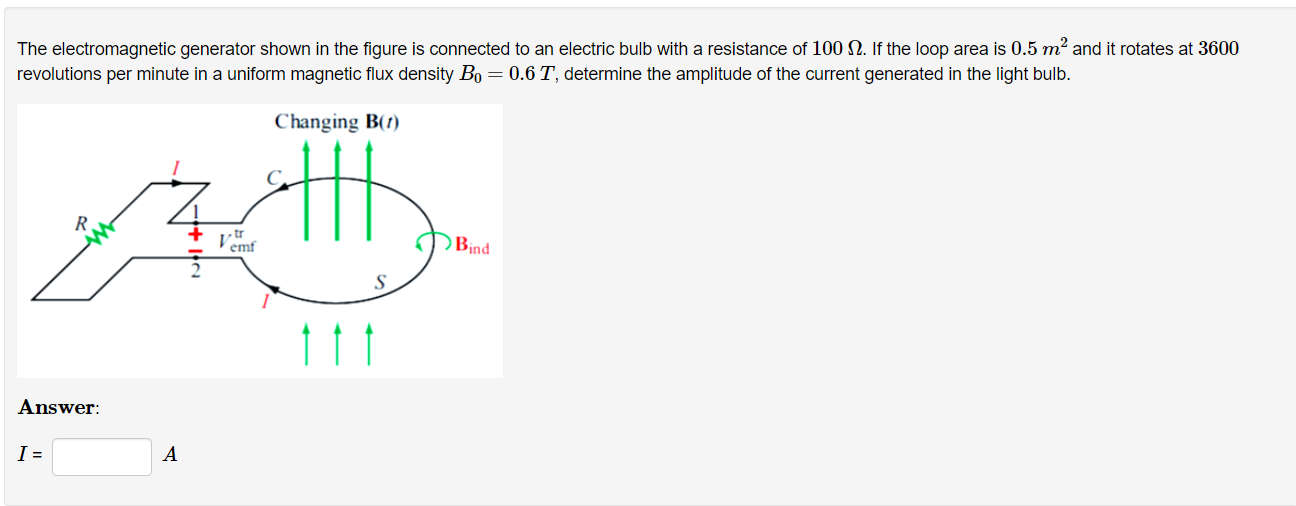 Solved The electromagnetic generator shown in the figure is | Chegg.com