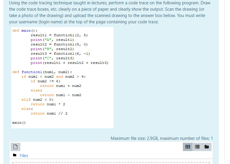 Solved Using the code tracing technique taught in lectures, | Chegg.com