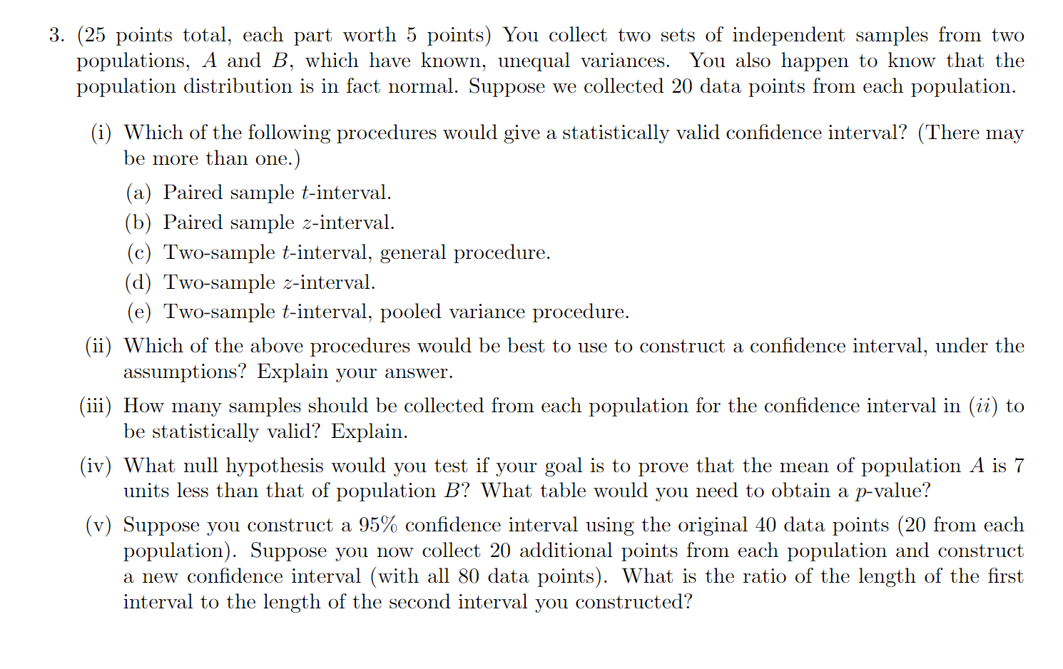 Solved 3. (25 points total, each part worth 5 points) You | Chegg.com
