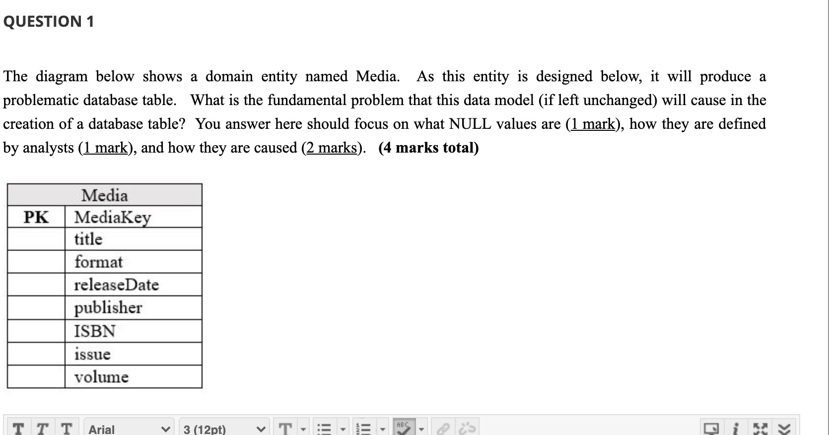 QUESTION 1 The diagram below shows a domain entity | Chegg.com