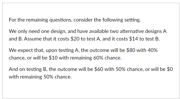 Solved For the remaining questions, consider the following | Chegg.com