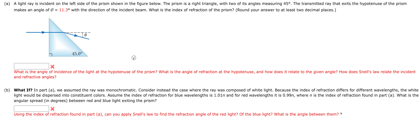 Solved (a) A light ray is incident on the left side of the | Chegg.com
