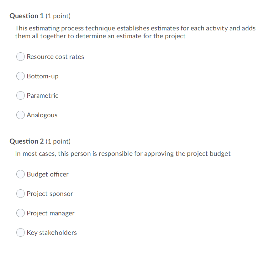 Solved Question 1 (1 Point) This Estimating Process | Chegg.com