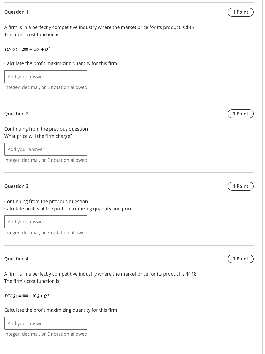Solved Question 1A firm is in a perfectly competitive | Chegg.com