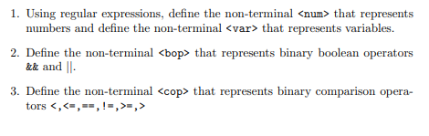 1. Using regular expressions, define the non-terminal | Chegg.com image.