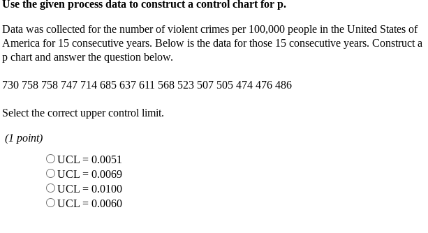 Solved Use the given process data to construct a control | Chegg.com