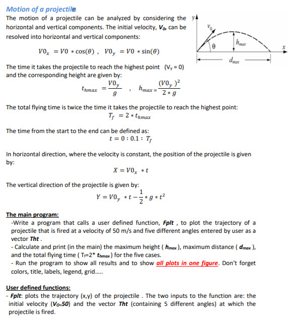 Solved Motion of a projectile The motion of a projectile can | Chegg.com