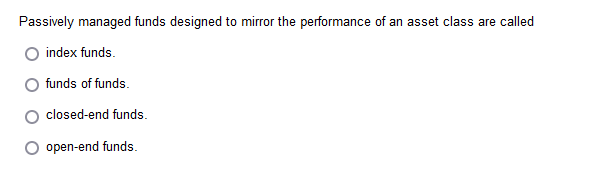 Solved Passively Managed Funds Designed To Mirror The | Chegg.com