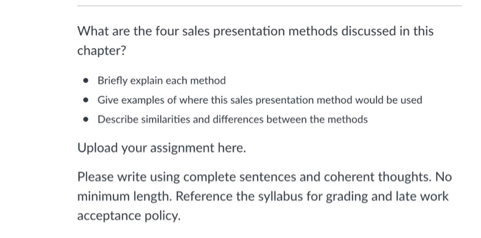 the four sales presentation methods are