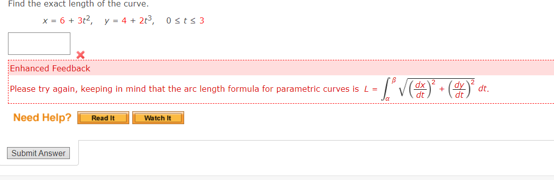 Solved Find The Exact Length Of The Curve X 6 3t2