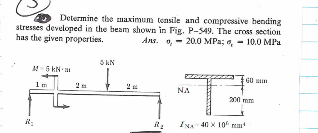 Solved Determine the maximum tensile and compressive bending | Chegg.com