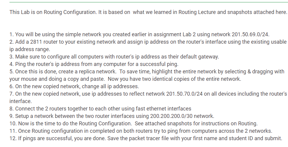 Solved This Lab is on Routing Configuration. It is based on | Chegg.com