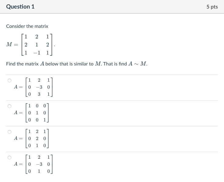 Solved Consider the matrix M=⎣⎡12121−1121⎦⎤ Find the matrix | Chegg.com