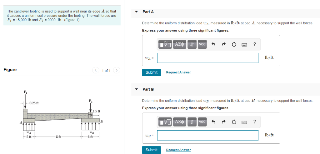 Solved Part A The cantilever footing is used to support a | Chegg.com