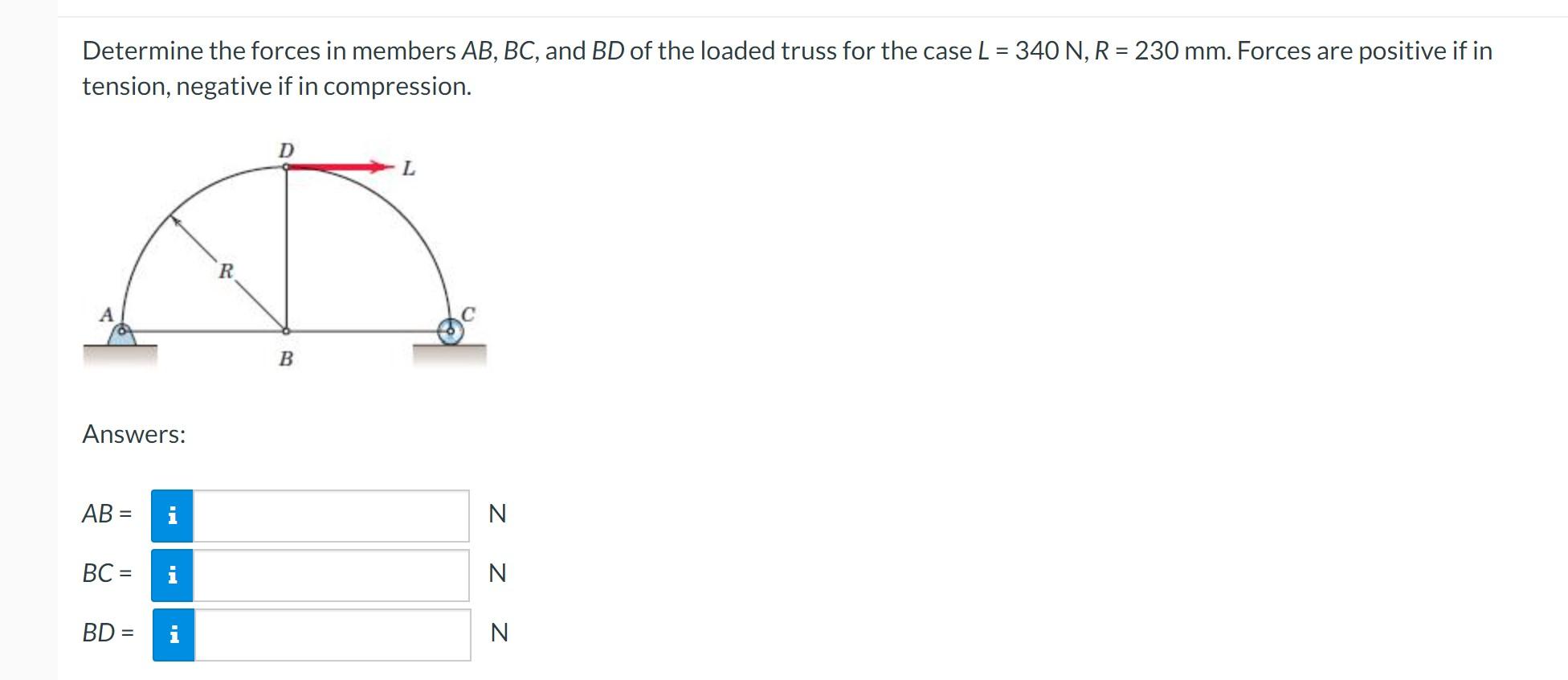 Solved Determine The Forces In Members AB, BC, And BD Of The | Chegg.com