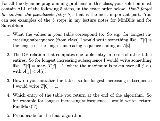 Solved For all the dynamic programming problems in this | Chegg.com