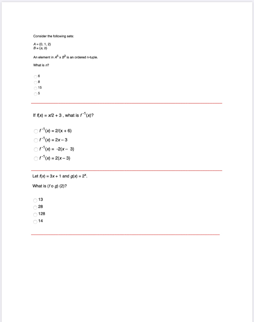 Solved Consider The Following Sets: A= {0, 1, 2) B = {a,b} | Chegg.com