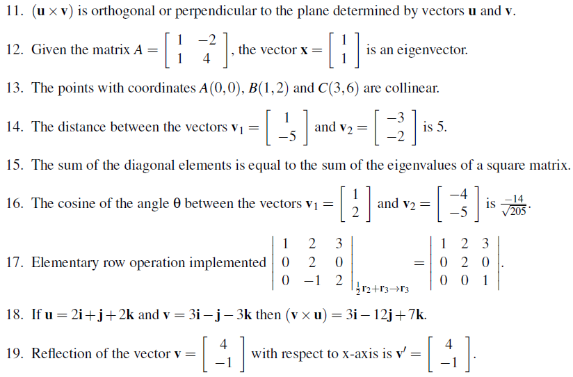 Solved 11. (u x V) is orthogonal or perpendicular to the | Chegg.com