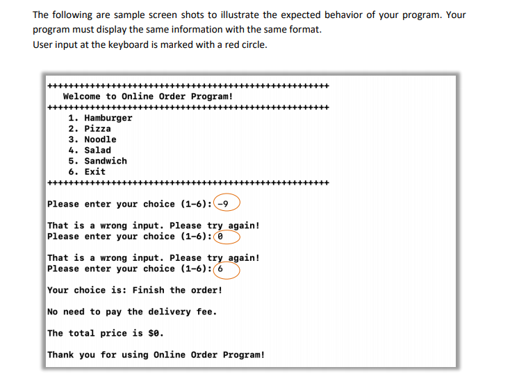 Solved Questions #2: Online Order Program (8 pts). In this | Chegg.com