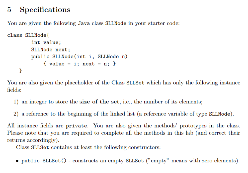 Solved 5 Specifications You are given the following Java | Chegg.com