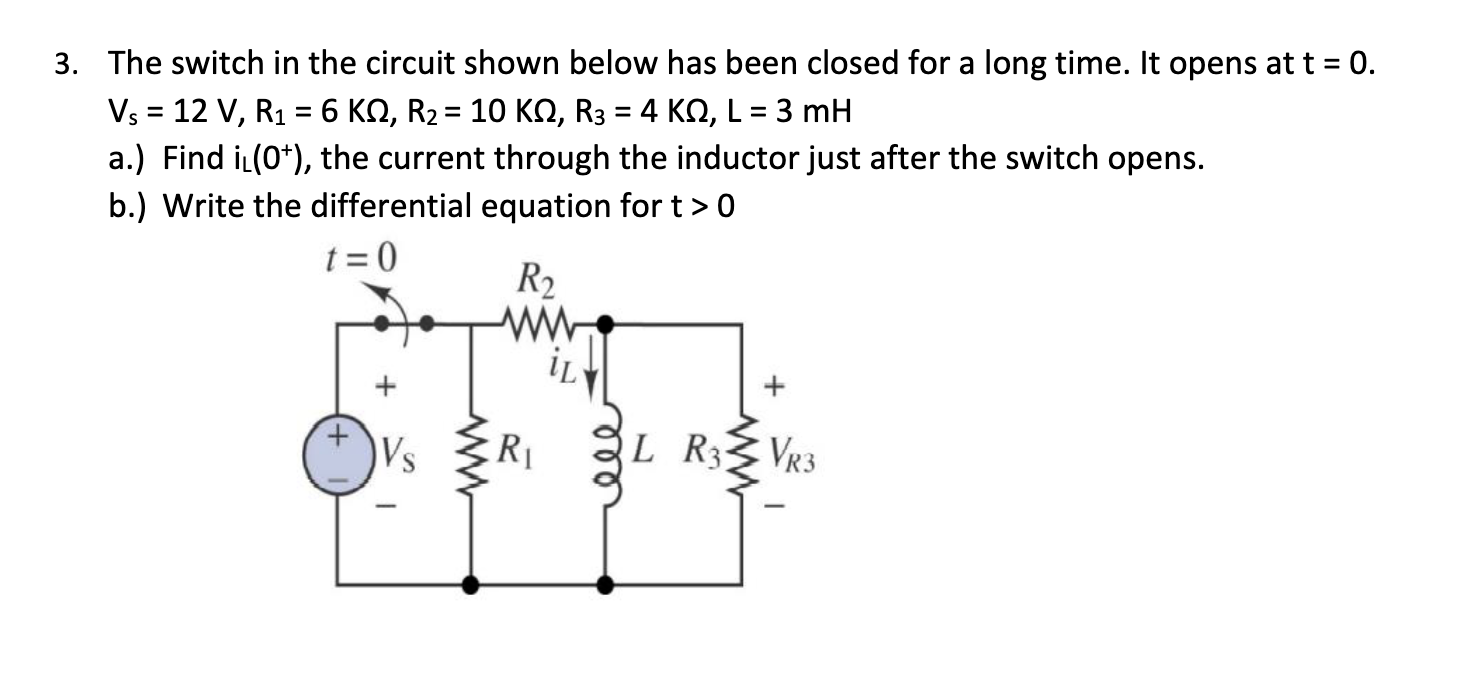 Solved 3. The Switch In The Circuit Shown Below Has Been 