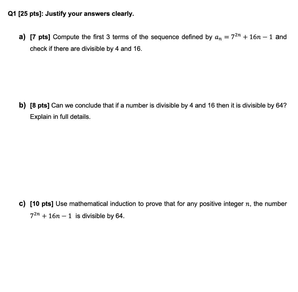 Solved Q1 25 Pts Justify Your Answers Clearly A 7 Pts Chegg Com