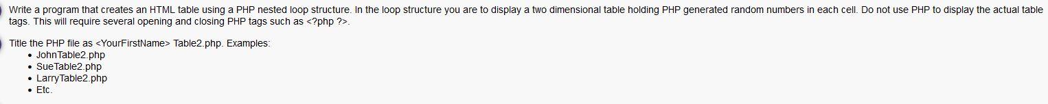 Solved Write a program that creates an HTML table using a | Chegg.com