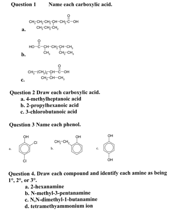 Solved Question Name each carboxylic acid. CHÍCH a. b. CH | Chegg.com