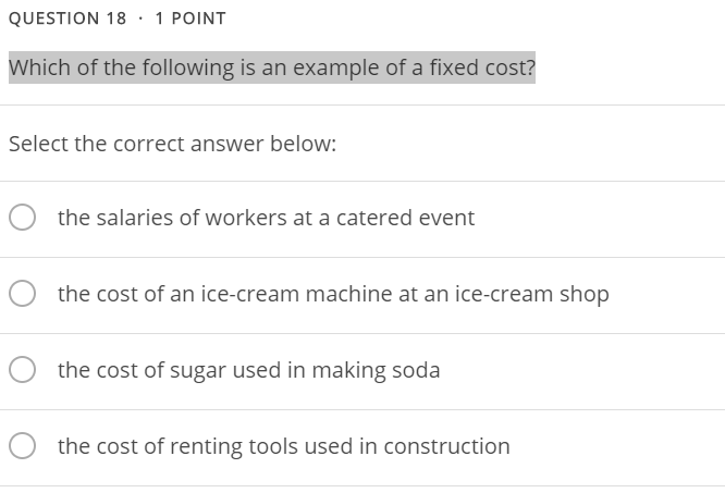 Solved QUESTION 18 1 POINT Which of the following is an | Chegg.com