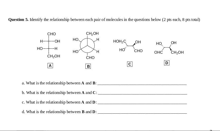 Solved Question 5. Identify The Relationship Between Each | Chegg.com