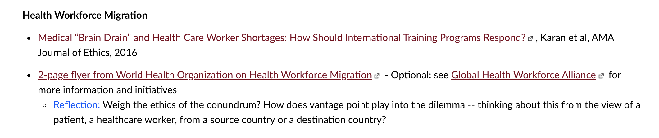 Health Workforce Migration • Medical “Brain Drain” and Health Care Worker Shortages: How Should International Training Progra