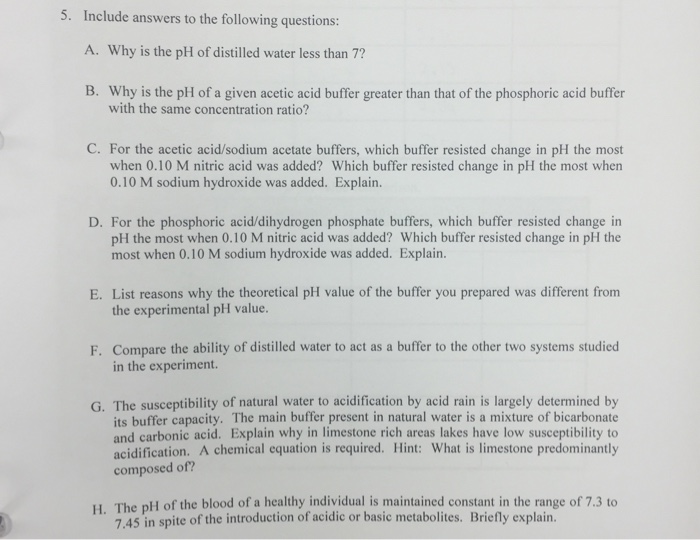 Solved A. Why is the pH of distilled water less than 7? B.