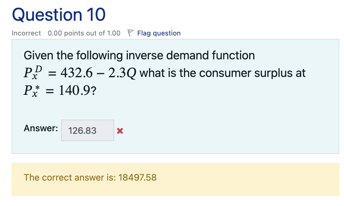 Solved Given the following inverse demand function