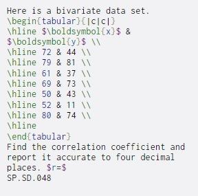 Solved Here is a bivariate data set. \begin{tabular}{ICICI) | Chegg.com