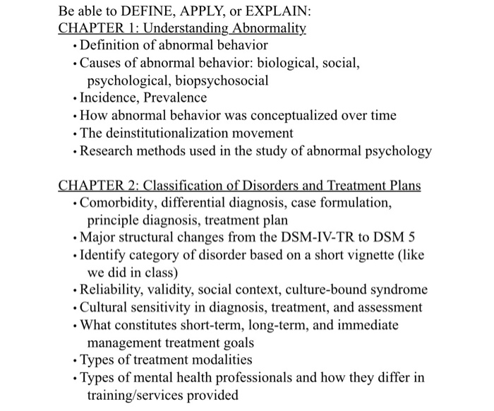 Solved Be Able To DEFINE, APPLY, Or EXPLAIN: CHAPTER 1: | Chegg.com